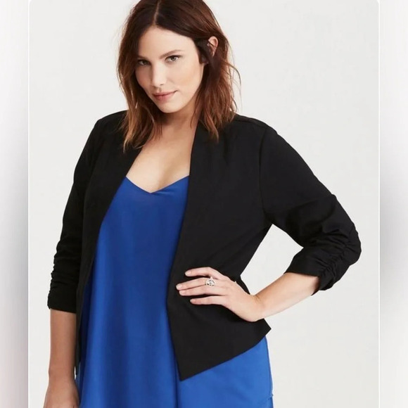 Torrid Deluxe Stretch Ruched Sleeved Blazer (Plus Size) - Picture 1 of 10